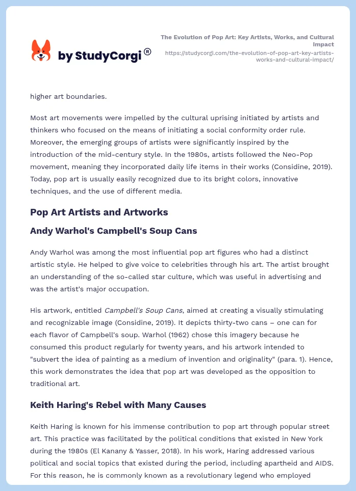 The Evolution of Pop Art: Key Artists, Works, and Cultural Impact. Page 2