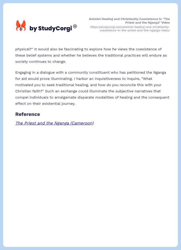 Animist Healing and Christianity Coexistence in "The Priest and the Nganga" Video. Page 2