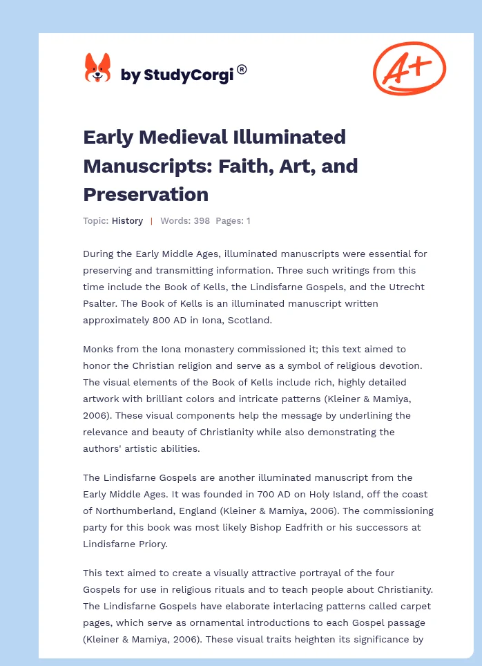 Early Medieval Illuminated Manuscripts: Faith, Art, and Preservation. Page 1