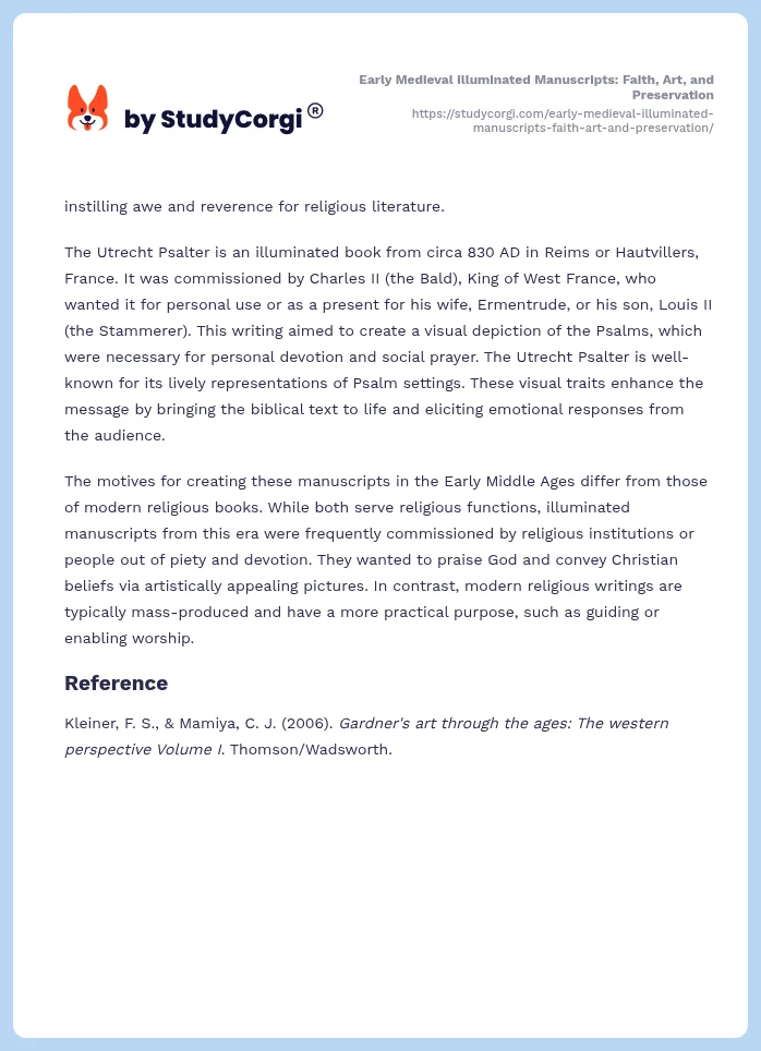 Early Medieval Illuminated Manuscripts: Faith, Art, and Preservation. Page 2