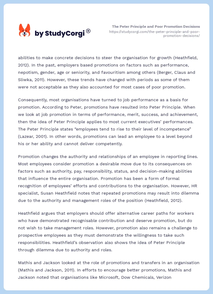 The Peter Principle and Poor Promotion Decisions. Page 2