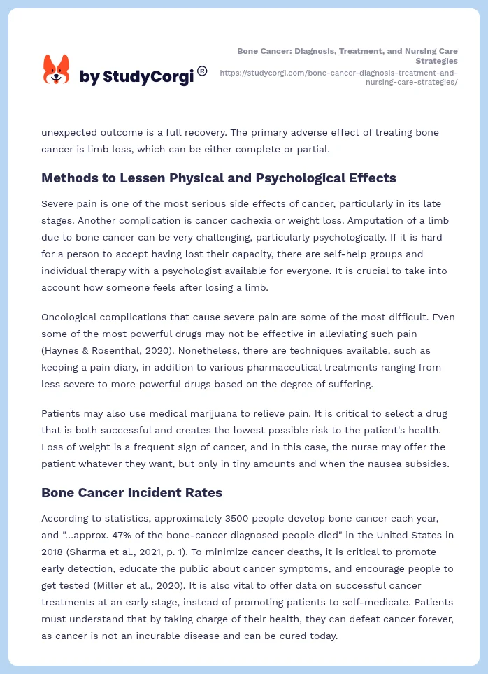 Bone Cancer: Diagnosis, Treatment, and Nursing Care Strategies. Page 2