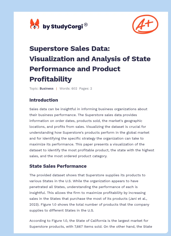 Superstore Sales Data: Visualization and Analysis of State Performance and Product Profitability. Page 1