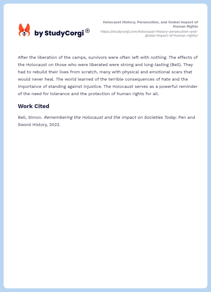 Holocaust History, Persecution, and Global Impact of Human Rights. Page 2