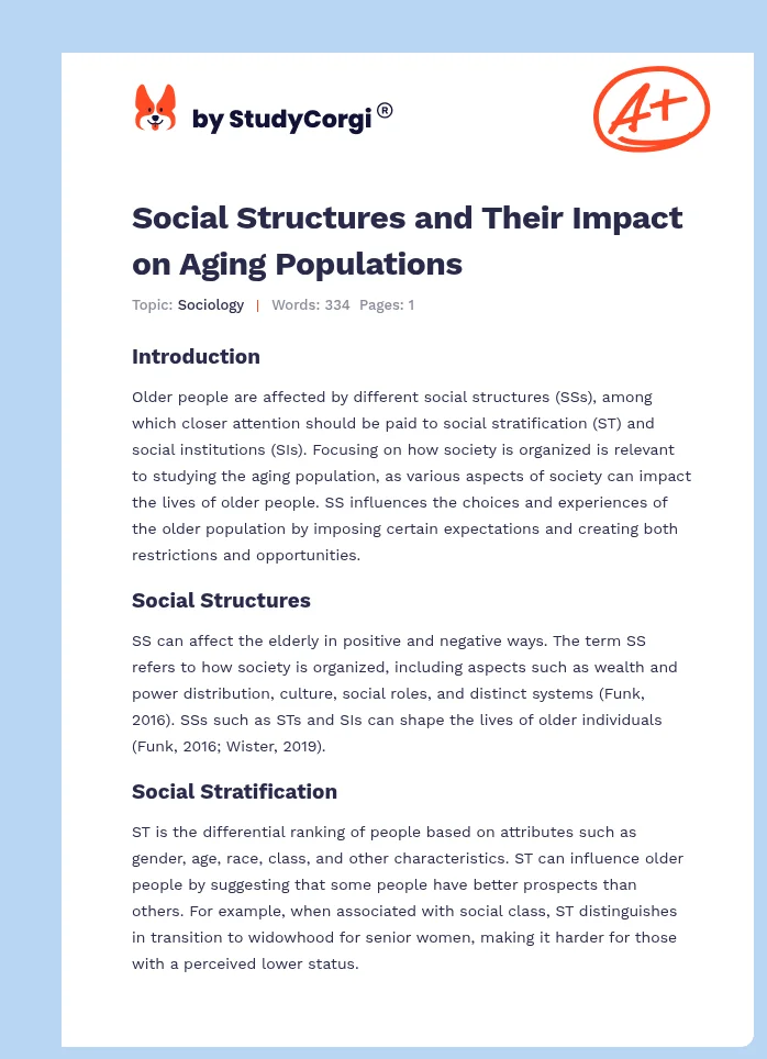 Social Structures and Their Impact on Aging Populations. Page 1