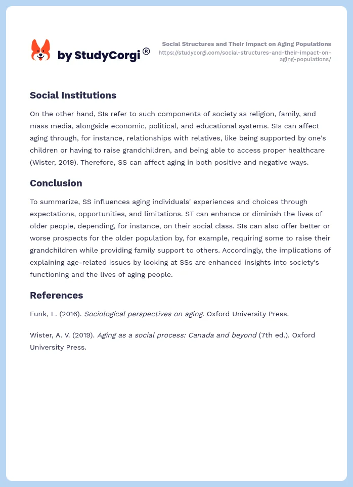 Social Structures and Their Impact on Aging Populations. Page 2