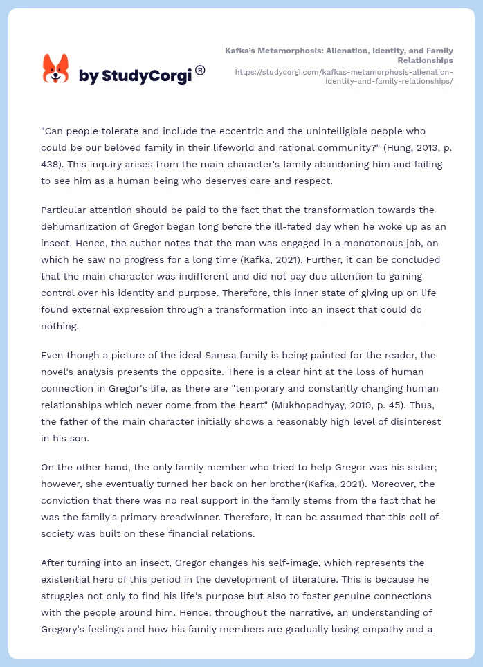 Kafka’s Metamorphosis: Alienation, Identity, and Family Relationships. Page 2