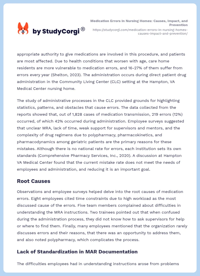 Medication Errors in Nursing Homes: Causes, Impact, and Prevention. Page 2