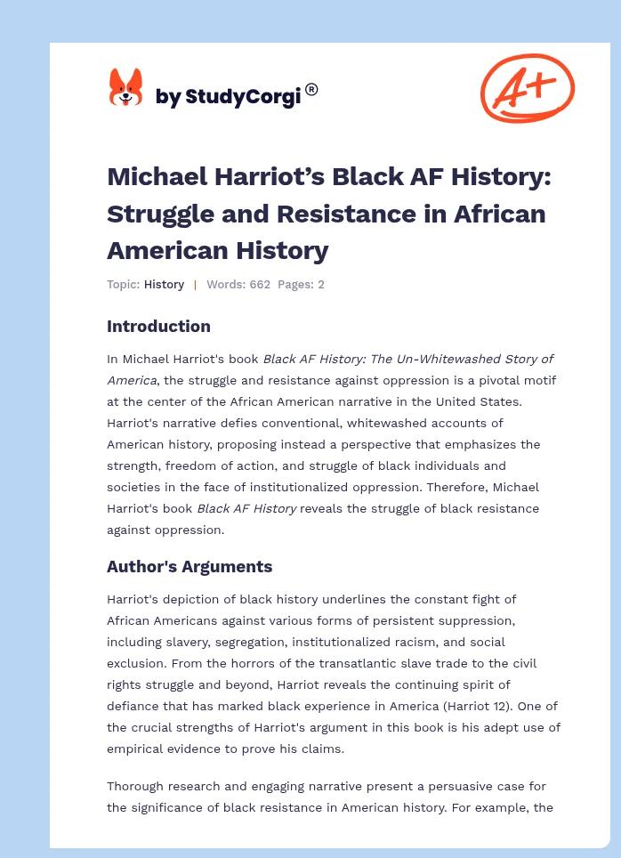 Michael Harriot’s Black AF History: Struggle and Resistance in African American History. Page 1