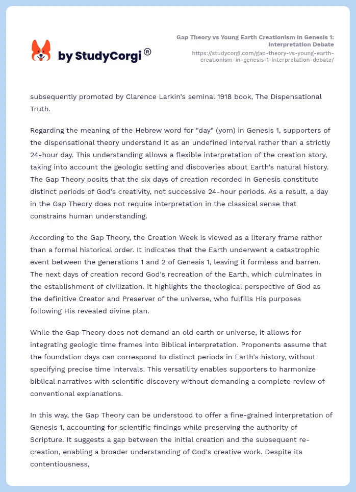 Gap Theory vs Young Earth Creationism in Genesis 1: Interpretation Debate. Page 2