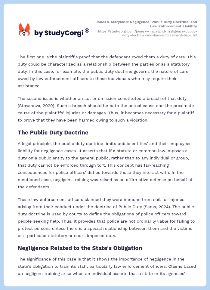 Jones v. Maryland: Negligence, Public Duty Doctrine, and Law Enforcement Liability. Page 2