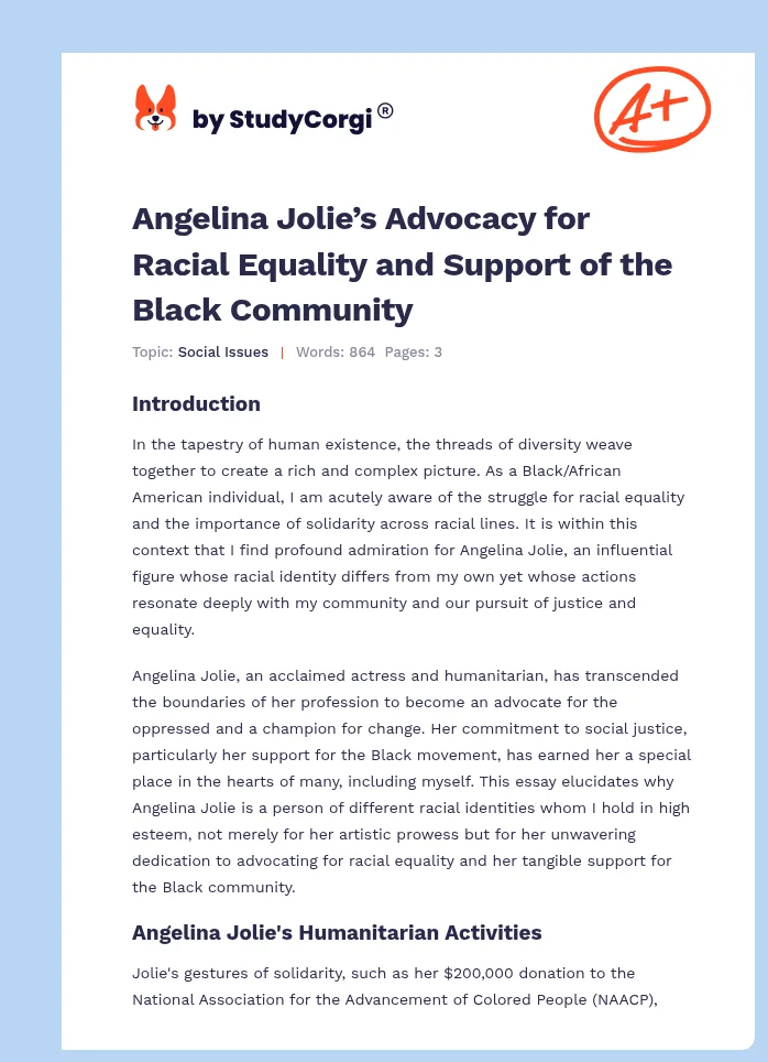 Angelina Jolie’s Advocacy for Racial Equality and Support of the Black Community. Page 1