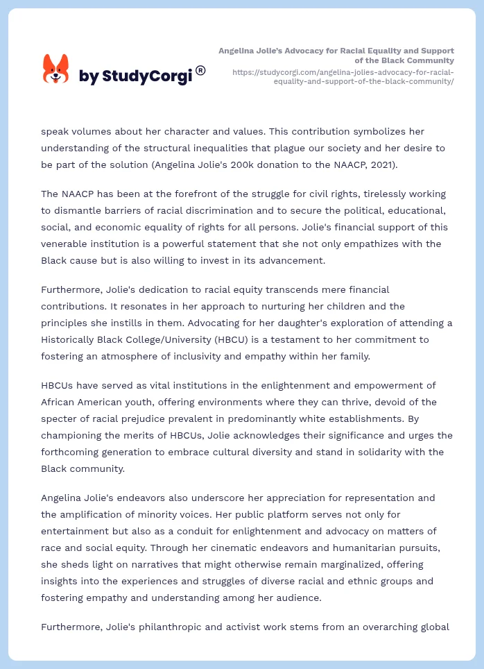 Angelina Jolie’s Advocacy for Racial Equality and Support of the Black Community. Page 2