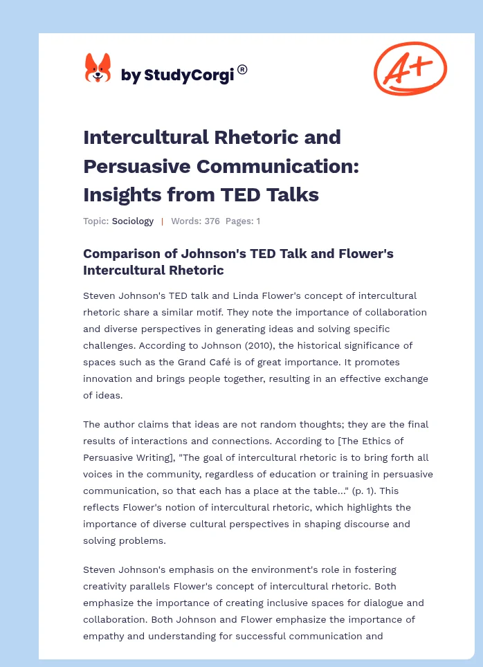 Intercultural Rhetoric and Persuasive Communication: Insights from TED Talks. Page 1
