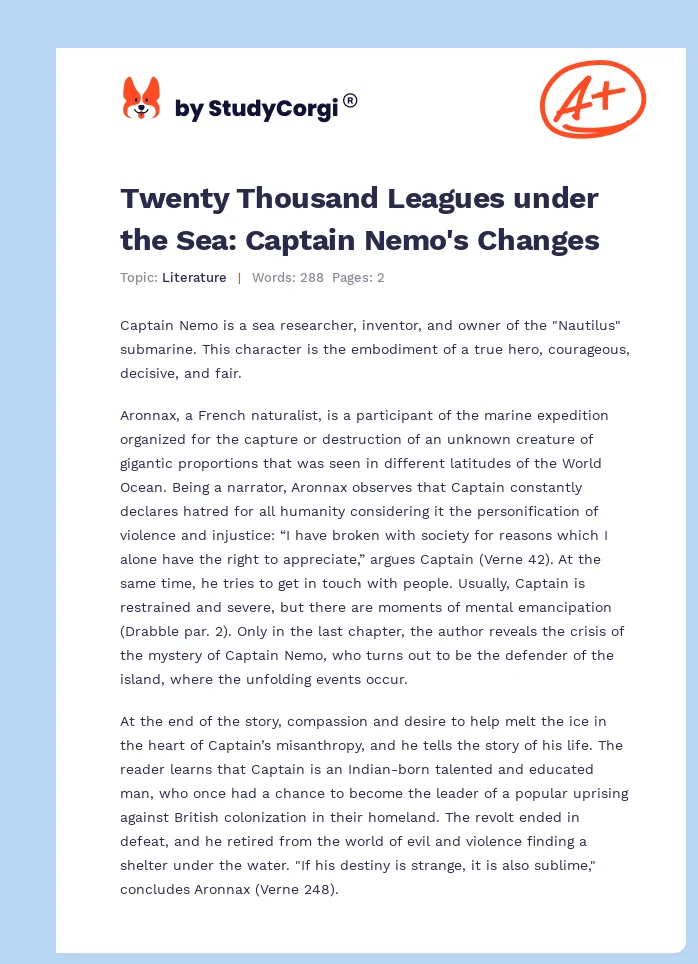 Twenty Thousand Leagues under the Sea: Captain Nemo's Changes. Page 1