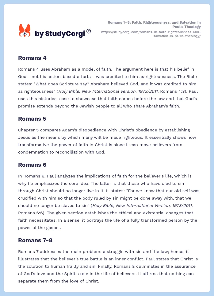 Romans 1–8: Faith, Righteousness, and Salvation in Paul’s Theology. Page 2
