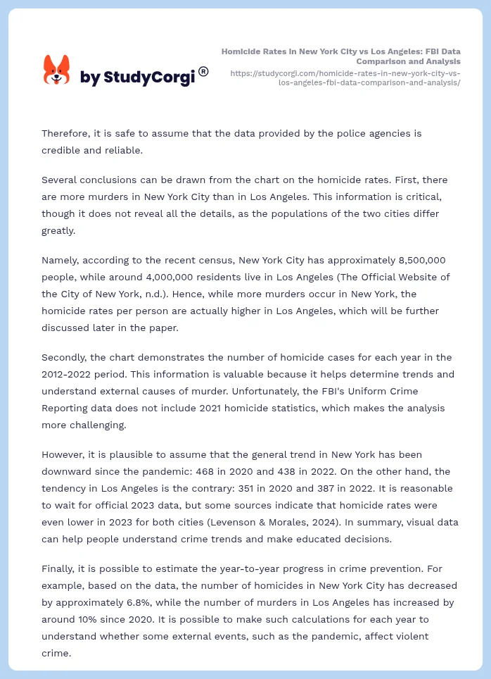 Homicide Rates in New York City vs Los Angeles: FBI Data Comparison and Analysis. Page 2