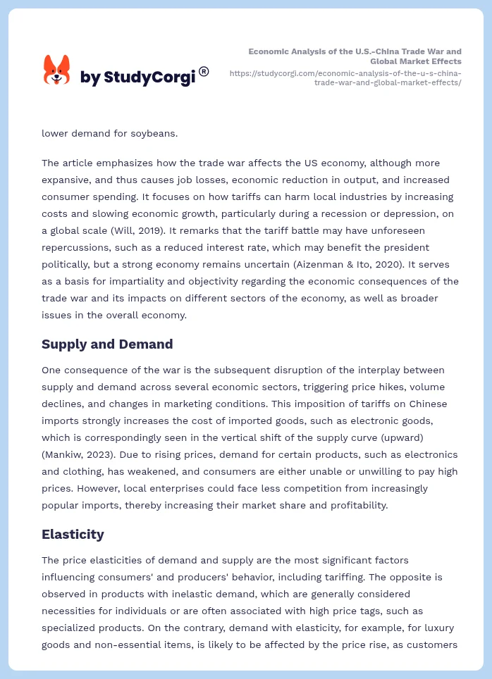 Economic Analysis of the U.S.-China Trade War and Global Market Effects. Page 2