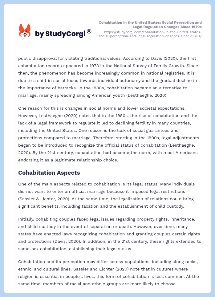 Cohabitation in the United States: Social Perception and Legal Regulation Changes Since 1970s. Page 2