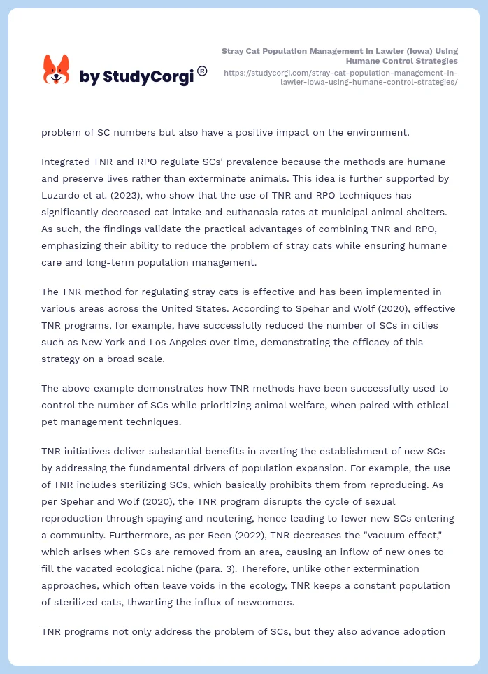 Stray Cat Population Management in Lawler (Iowa) Using Humane Control Strategies. Page 2