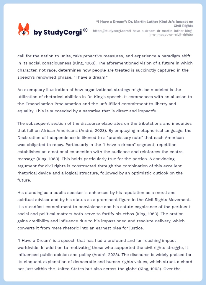 “I Have a Dream”: Dr. Martin Luther King Jr.’s Impact on Civil Rights. Page 2