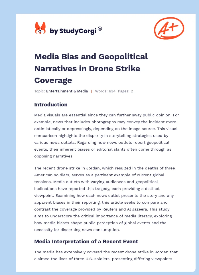 Media Bias and Geopolitical Narratives in Drone Strike Coverage. Page 1