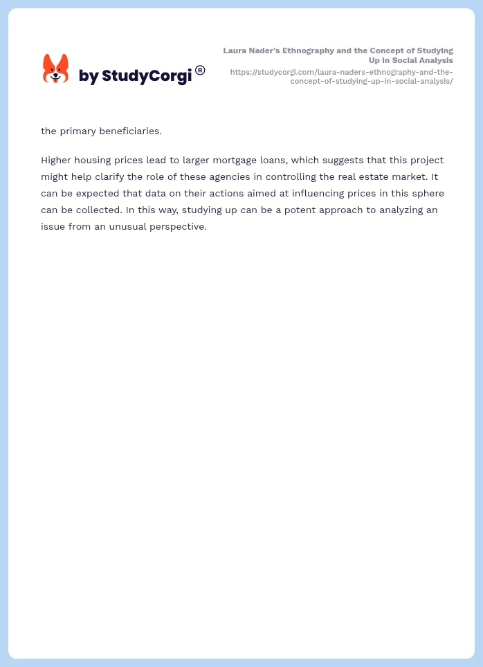 Laura Nader’s Ethnography and the Concept of Studying Up in Social Analysis. Page 2