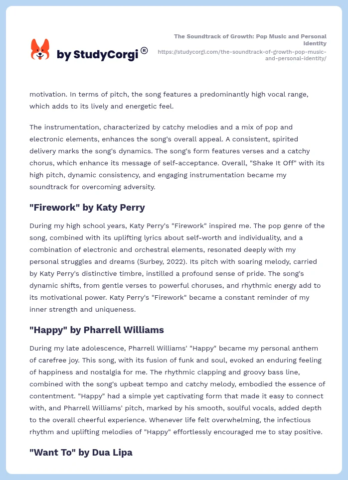 The Soundtrack of Growth: Pop Music and Personal Identity. Page 2