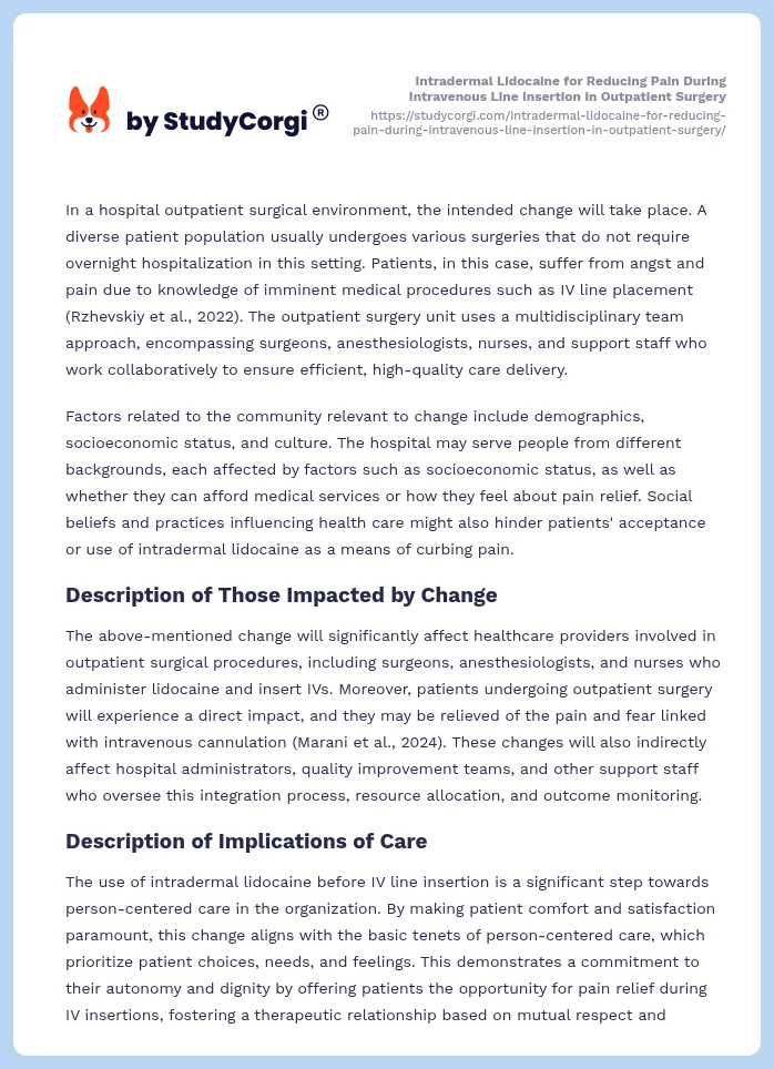 Intradermal Lidocaine for Reducing Pain During Intravenous Line Insertion in Outpatient Surgery. Page 2