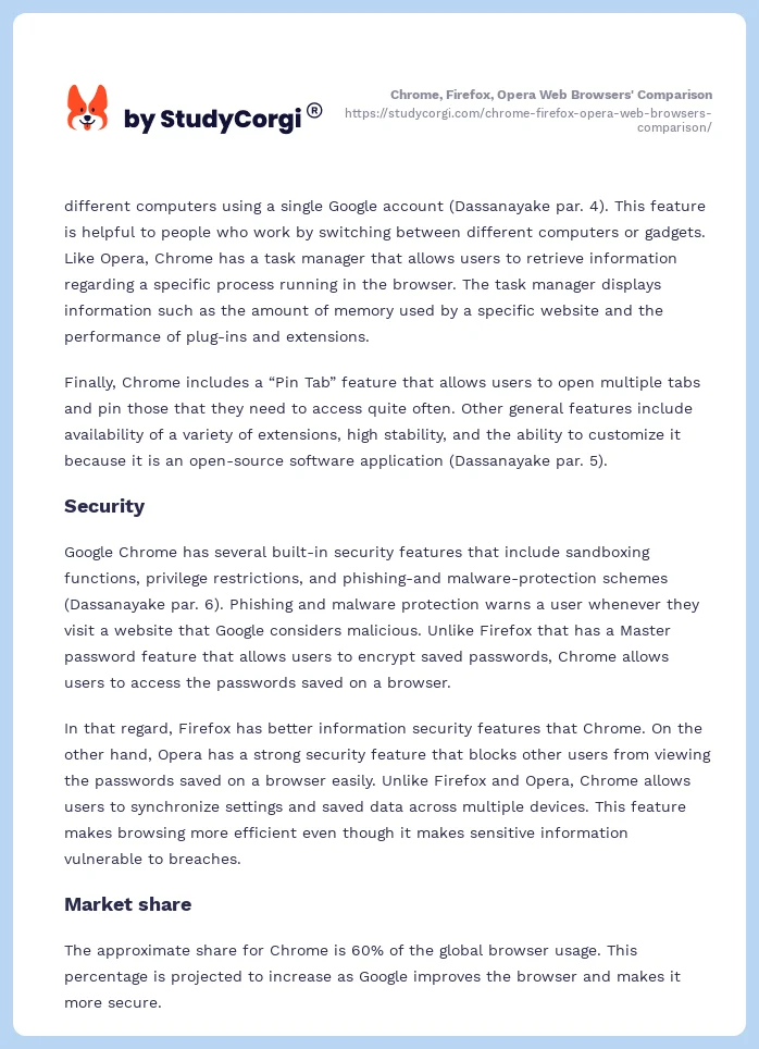 Chrome, Firefox, Opera Web Browsers' Comparison. Page 2