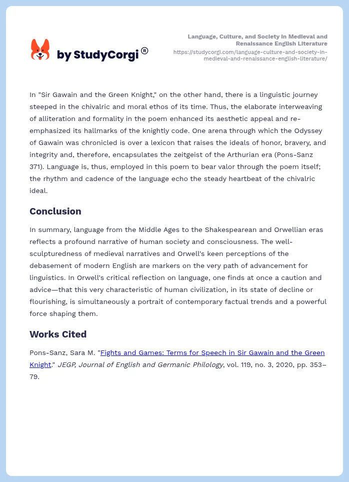 Language, Culture, and Society in Medieval and Renaissance English Literature. Page 2