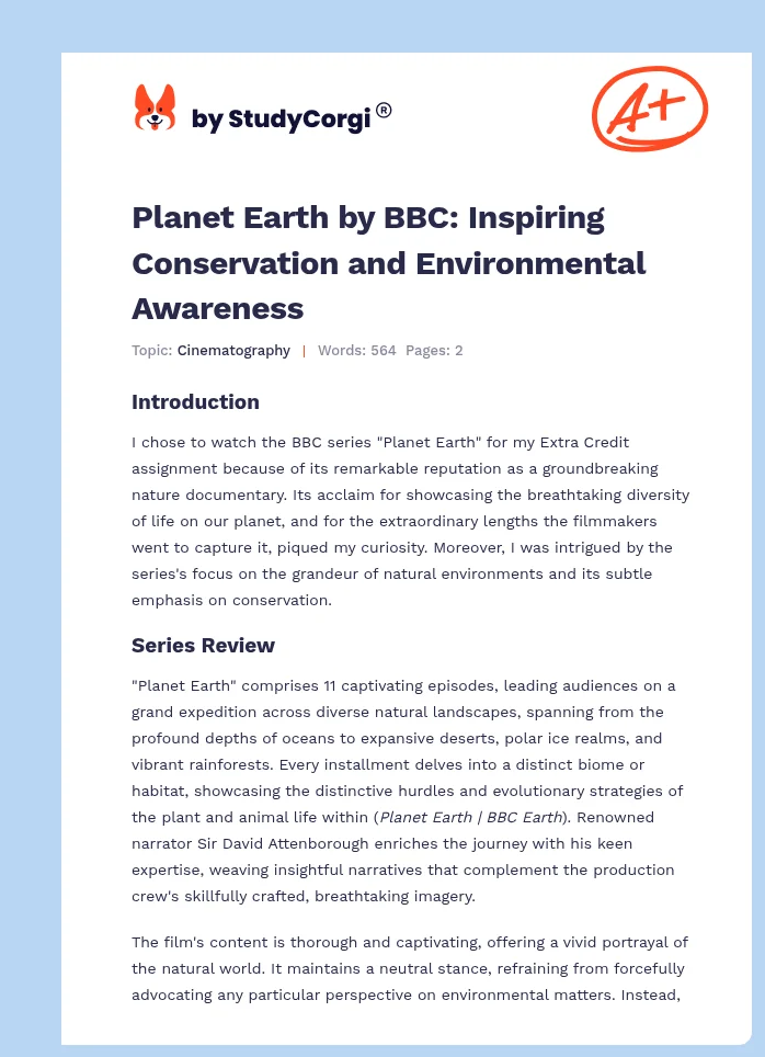 Planet Earth by BBC: Inspiring Conservation and Environmental Awareness. Page 1
