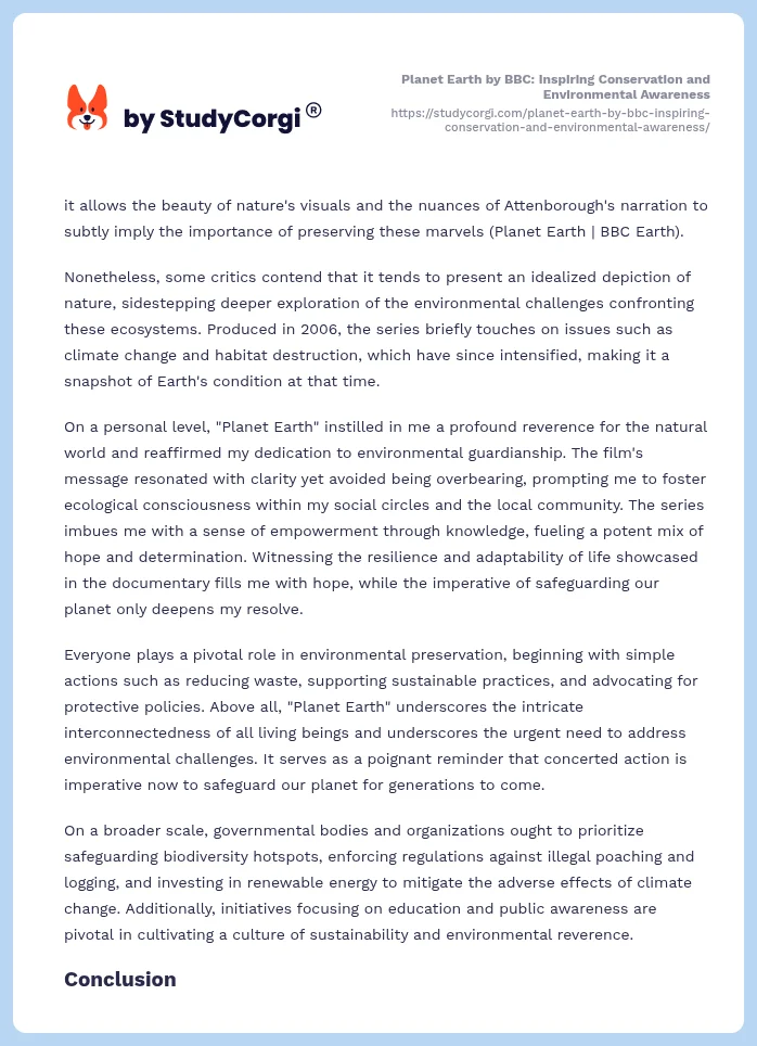 Planet Earth by BBC: Inspiring Conservation and Environmental Awareness. Page 2