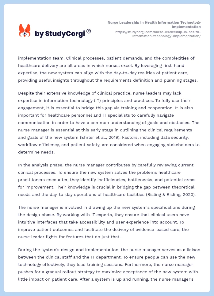 Nurse Leadership in Health Information Technology Implementation. Page 2