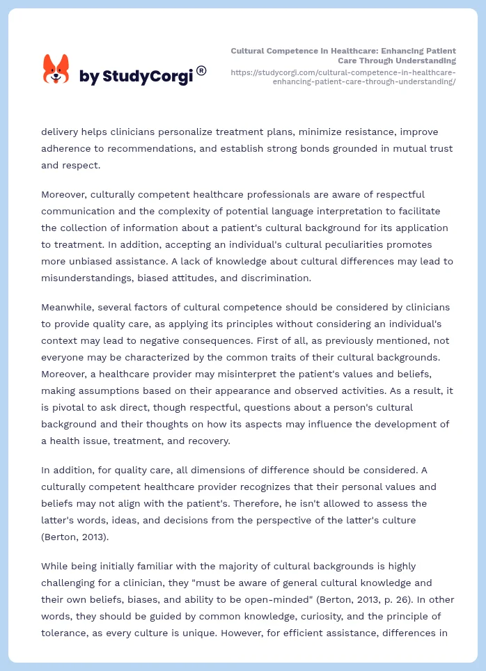 Cultural Competence in Healthcare: Enhancing Patient Care Through Understanding. Page 2