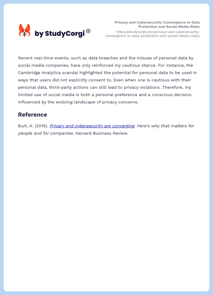 Privacy and Cybersecurity Convergence in Data Protection and Social Media Risks. Page 2