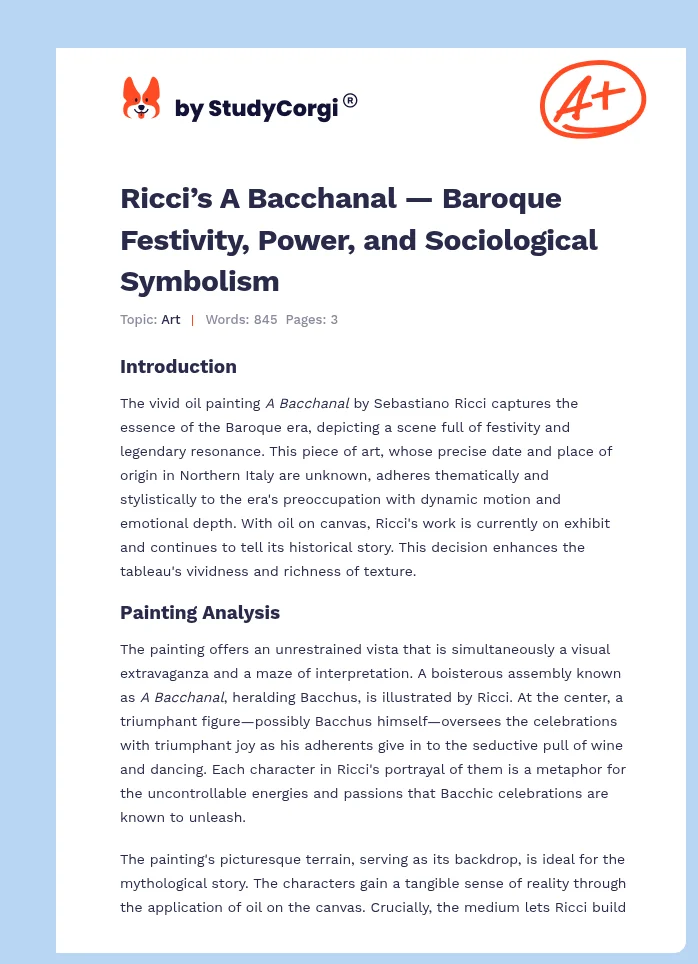 Ricci’s A Bacchanal — Baroque Festivity, Power, and Sociological Symbolism. Page 1