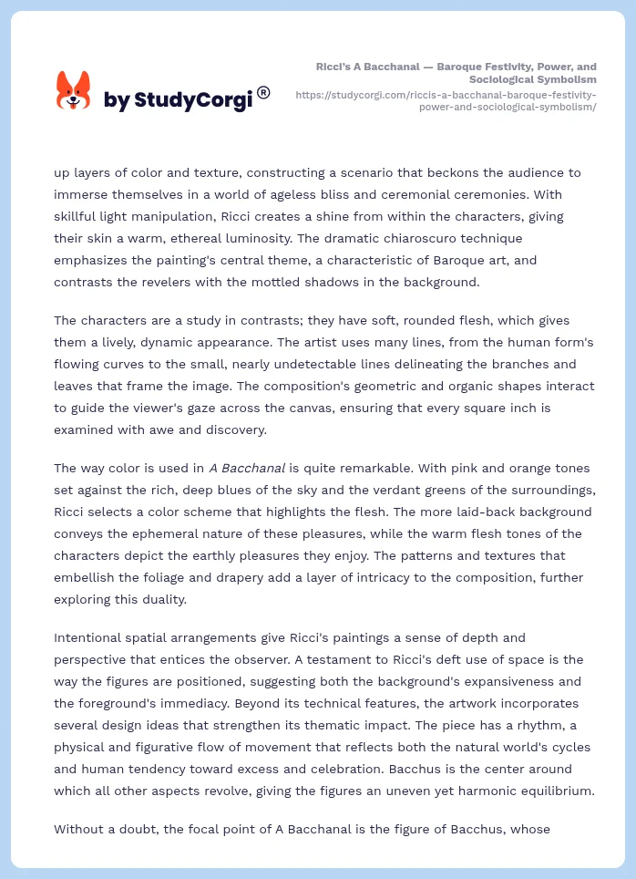 Ricci’s A Bacchanal — Baroque Festivity, Power, and Sociological Symbolism. Page 2