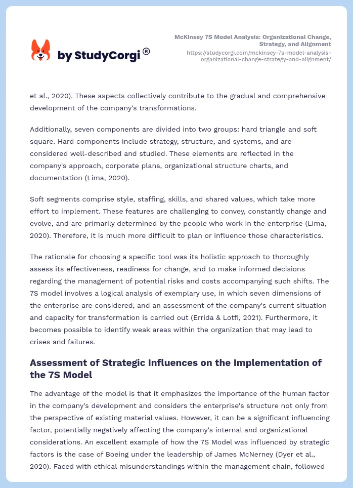 McKinsey 7S Model Analysis: Organizational Change, Strategy, and Alignment. Page 2