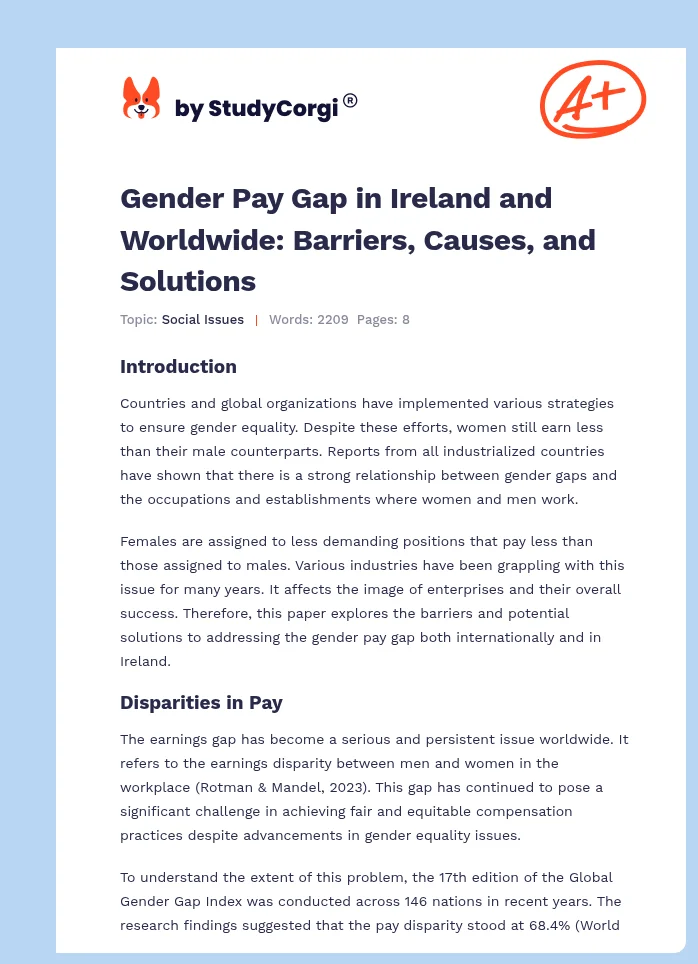 Gender Pay Gap in Ireland and Worldwide: Barriers, Causes, and Solutions. Page 1