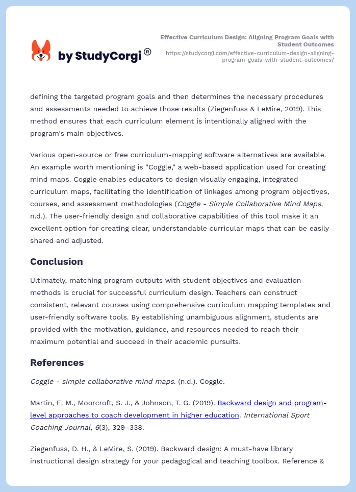 Effective Curriculum Design: Aligning Program Goals with Student Outcomes. Page 2