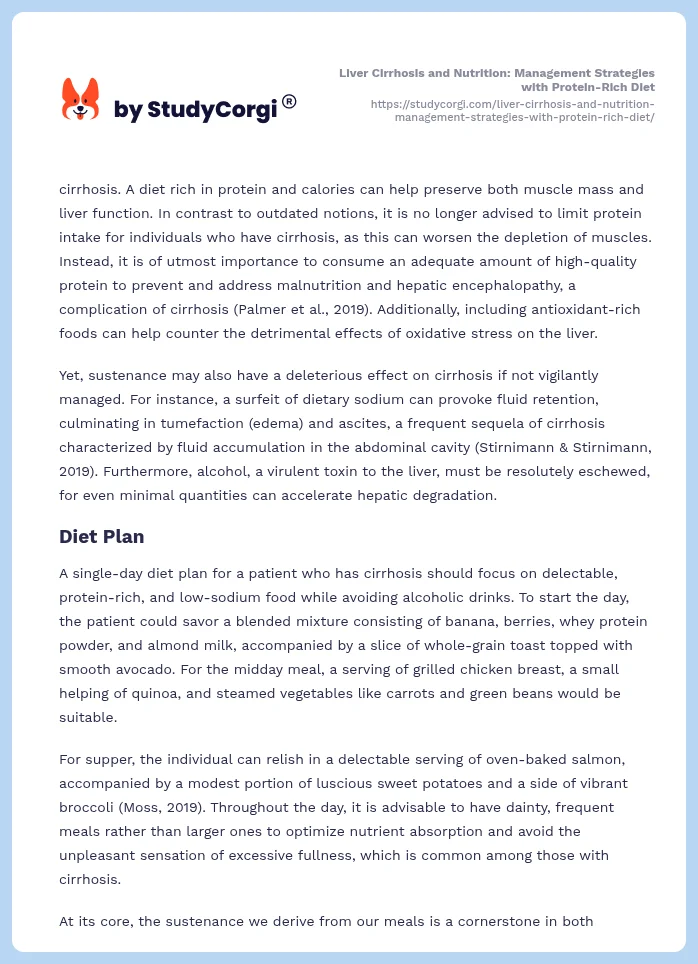Liver Cirrhosis and Nutrition: Management Strategies with Protein-Rich Diet. Page 2