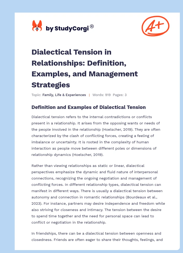 Dialectical Tension in Relationships: Definition, Examples, and Management Strategies. Page 1