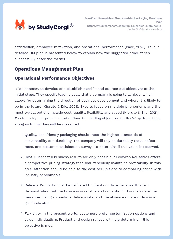 EcoWrap Reusables: Sustainable Packaging Business Plan. Page 2