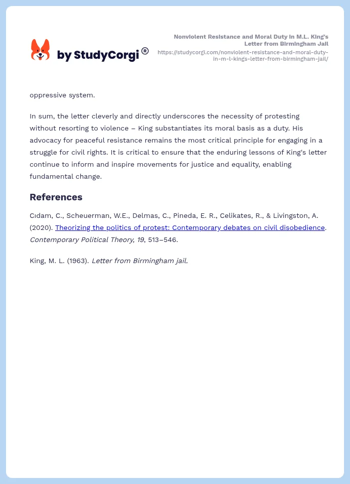 Nonviolent Resistance and Moral Duty in M.L. King's Letter from Birmingham Jail. Page 2