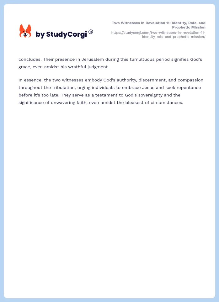 Two Witnesses in Revelation 11: Identity, Role, and Prophetic Mission. Page 2