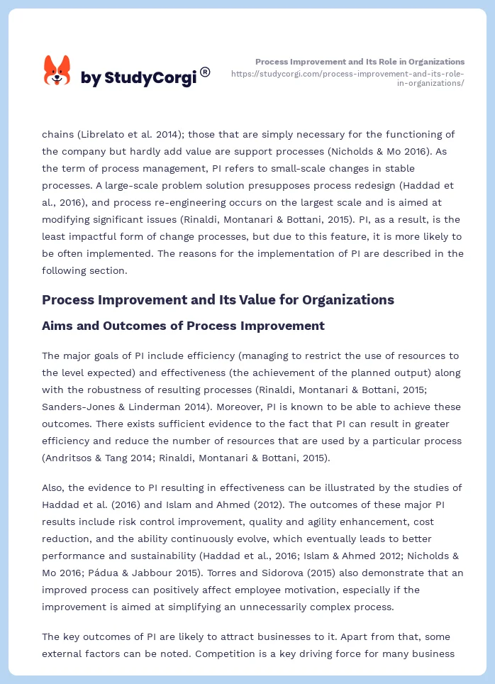 Process Improvement and Its Role in Organizations. Page 2