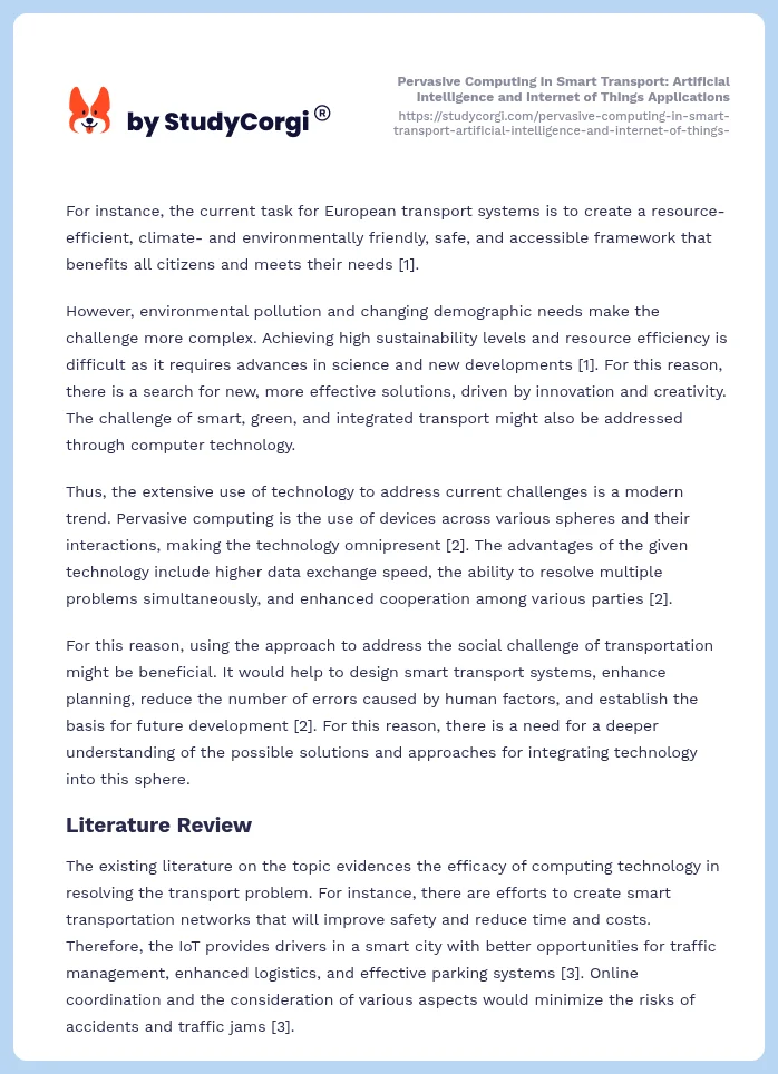 Pervasive Computing in Smart Transport: Artificial Intelligence and Internet of Things Applications. Page 2