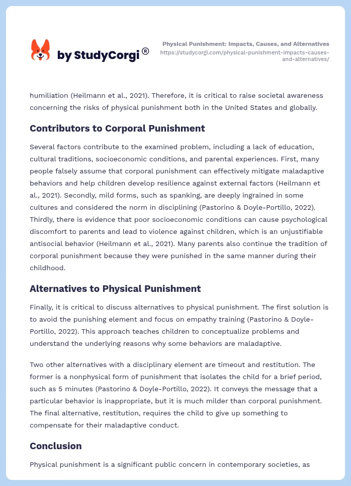 Physical Punishment: Impacts, Causes, and Alternatives. Page 2