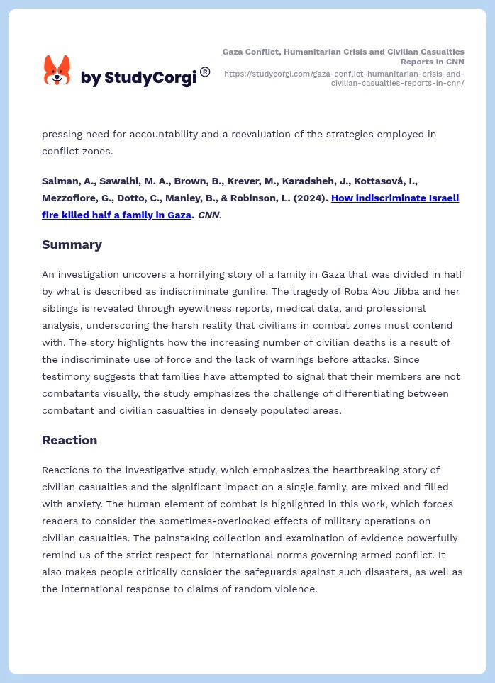 Gaza Conflict, Humanitarian Crisis and Civilian Casualties Reports in CNN. Page 2